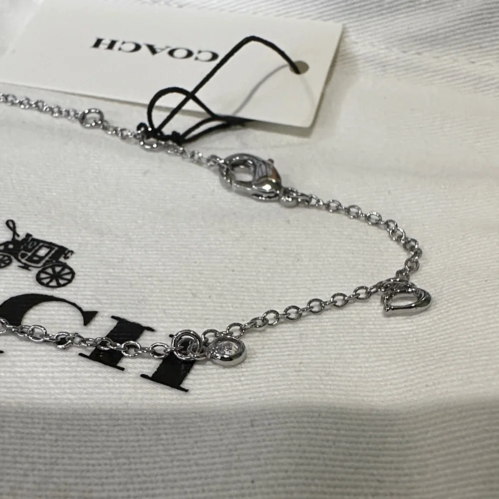 Coach Designer NEW Silver Tone Charm Bracelet with Bag